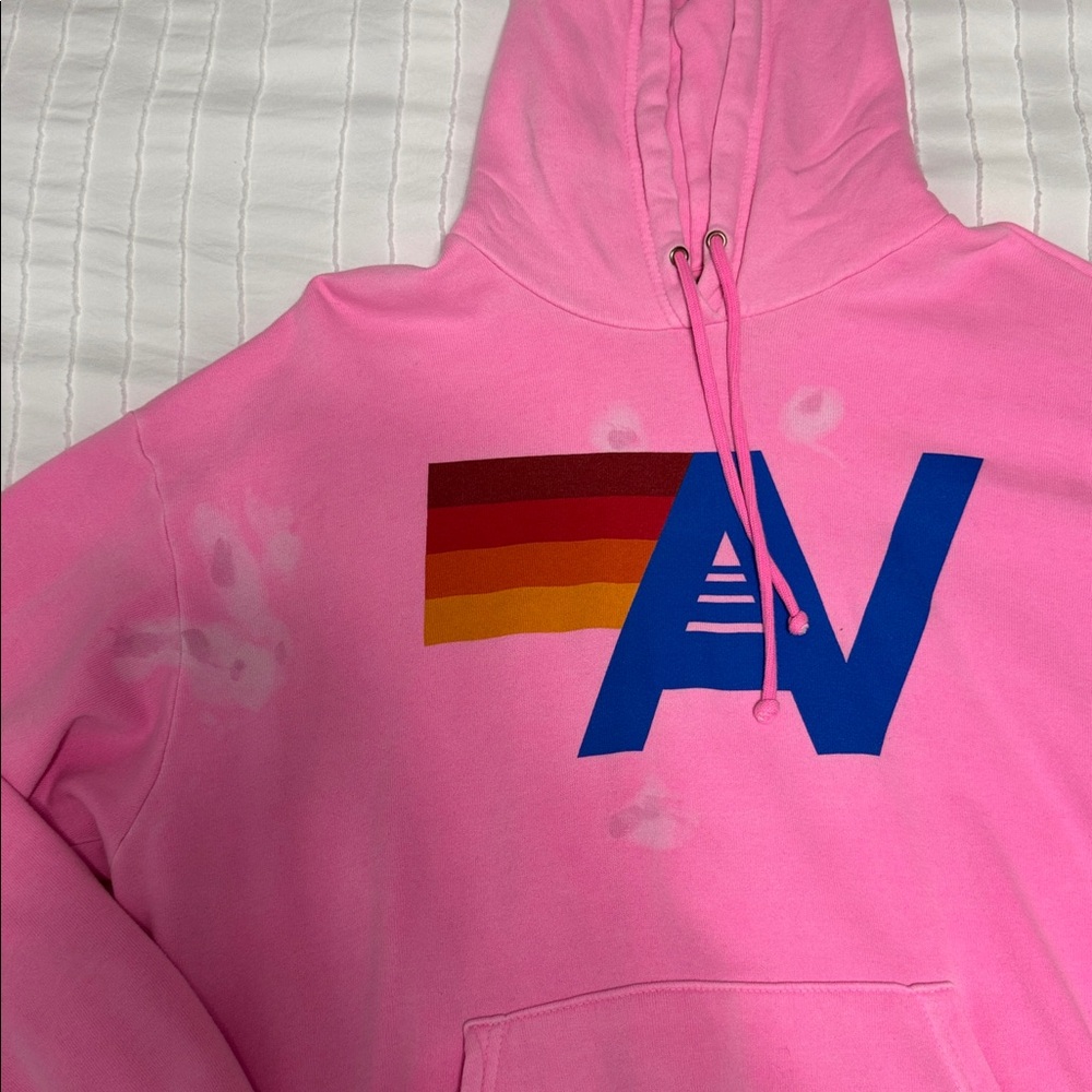 Aviator Nation Pink Logo Pullover Relaxed Hoodie *FLAWED* - Picture 2 of 6